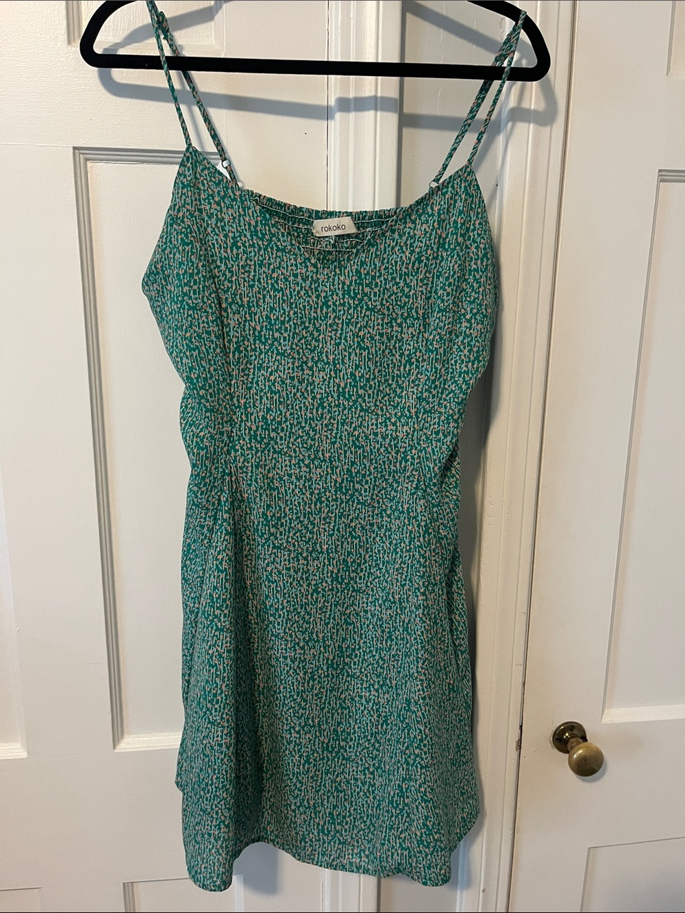 Teal Print Slip Dress